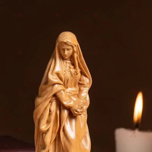 Catholic Our Lady of Sorrows Figurine – Wooden Religious Statue