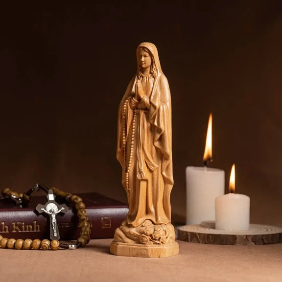 Virgin Mary of Lourdes Wooden Statue - Religious Gifts Our Lady of Guadalupe Custom