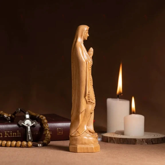 Virgin Mary of Lourdes Wooden Statue - Religious Gifts Our Lady of Guadalupe Custom