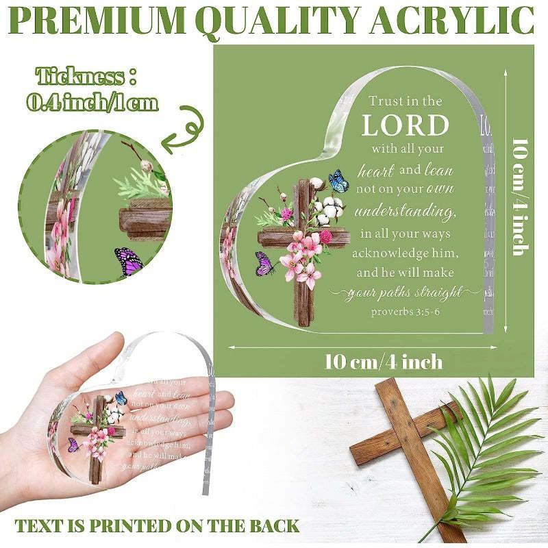 Heart-Shaped Acrylic Decor with Bible Verse – Christian Desk Ornament