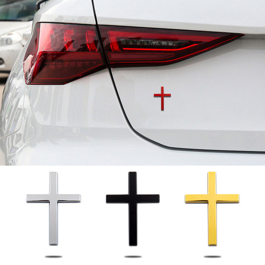 Metal Cross Car Sticker – Christian Zinc Alloy Emblem for Vehicles