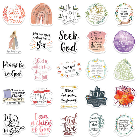 Notebook Stickers - 52 Jesus Phrases Bible Quotations Notebook Stickers
