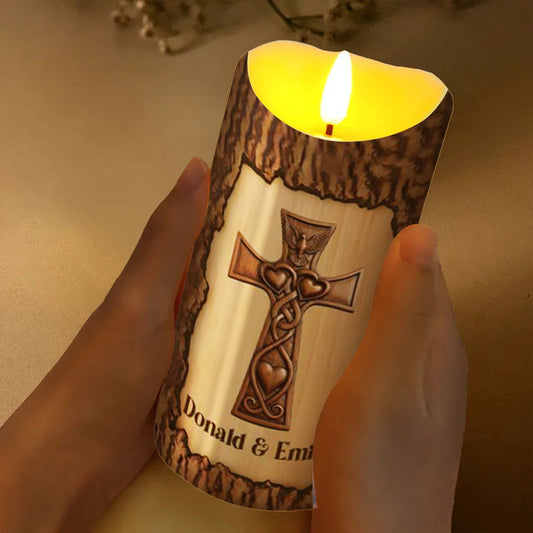 Wood Grace Candle – Personalized Christian LED Light