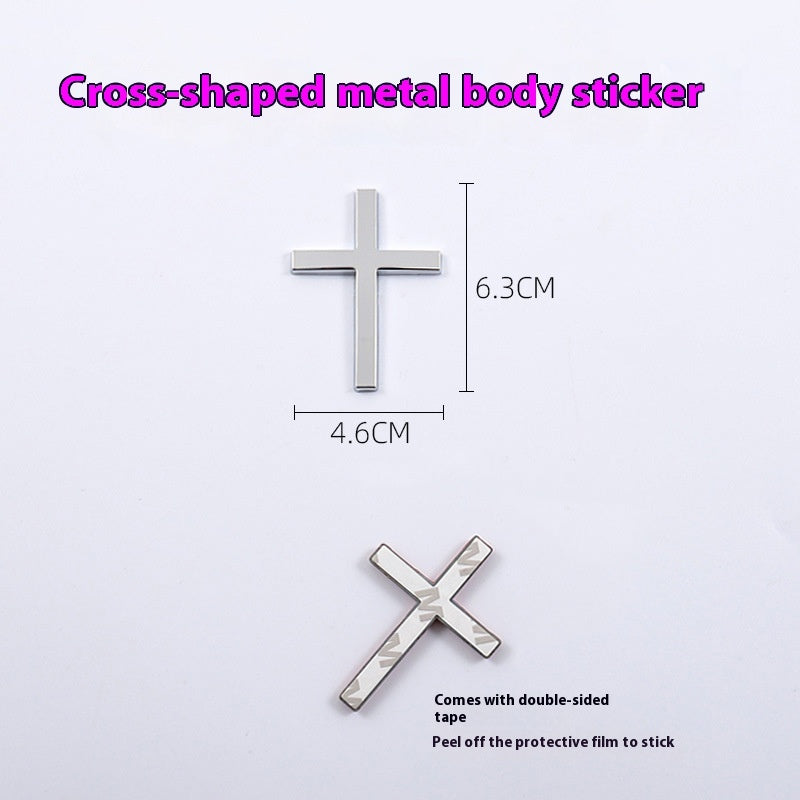 Metal Cross Car Sticker – Christian Zinc Alloy Emblem for Vehicles