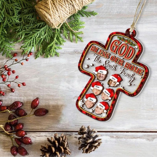God Bless Our Home - Personalized 3 Layer Wooden And Acrylic Christmas Ornament - Image 6
