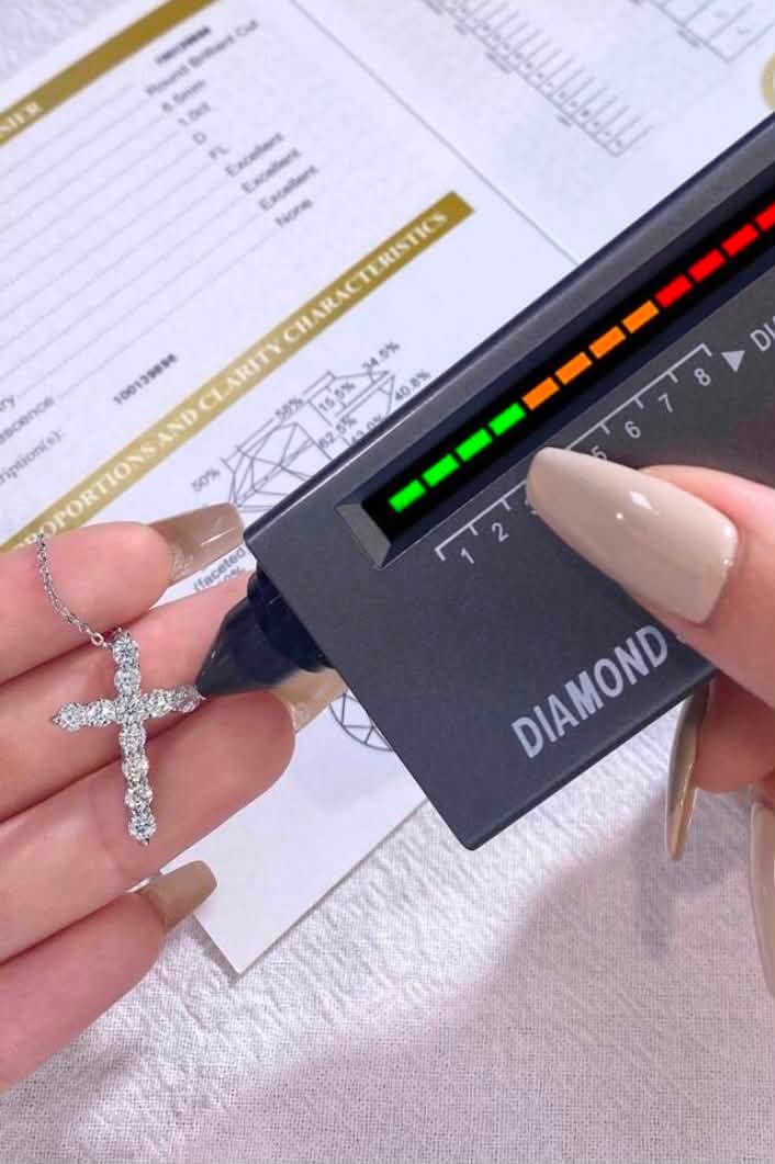 Moissanite Cross Necklace in 925 Sterling Silver