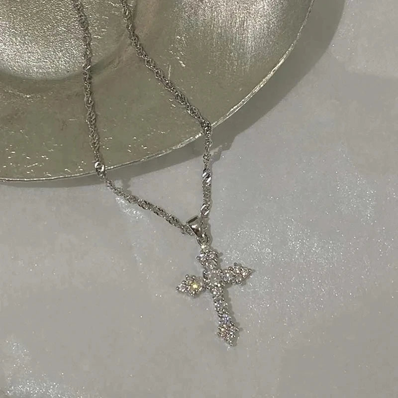 Cubic Zirconia Cross Pendant Necklace