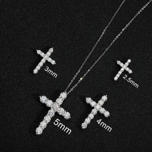 Moissanite Cross Necklace in 925 Sterling Silver