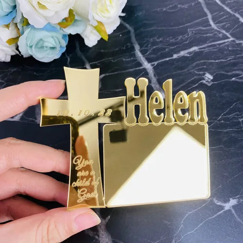 Baby Cross Photo Frame with Custom Name – A Heartfelt Christian Birthday Gif