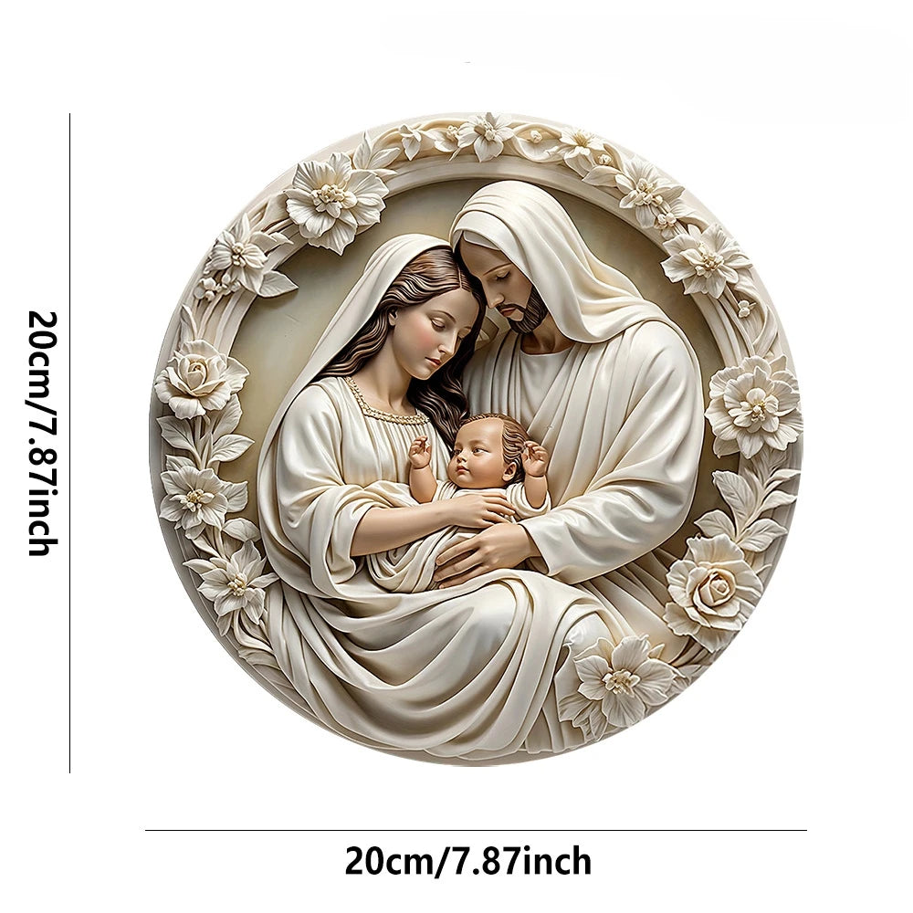 Classic Wooden Nativity Scene Ornament: The Holy Family of Mary, Jesus, and Joseph, Wall Hanging, 