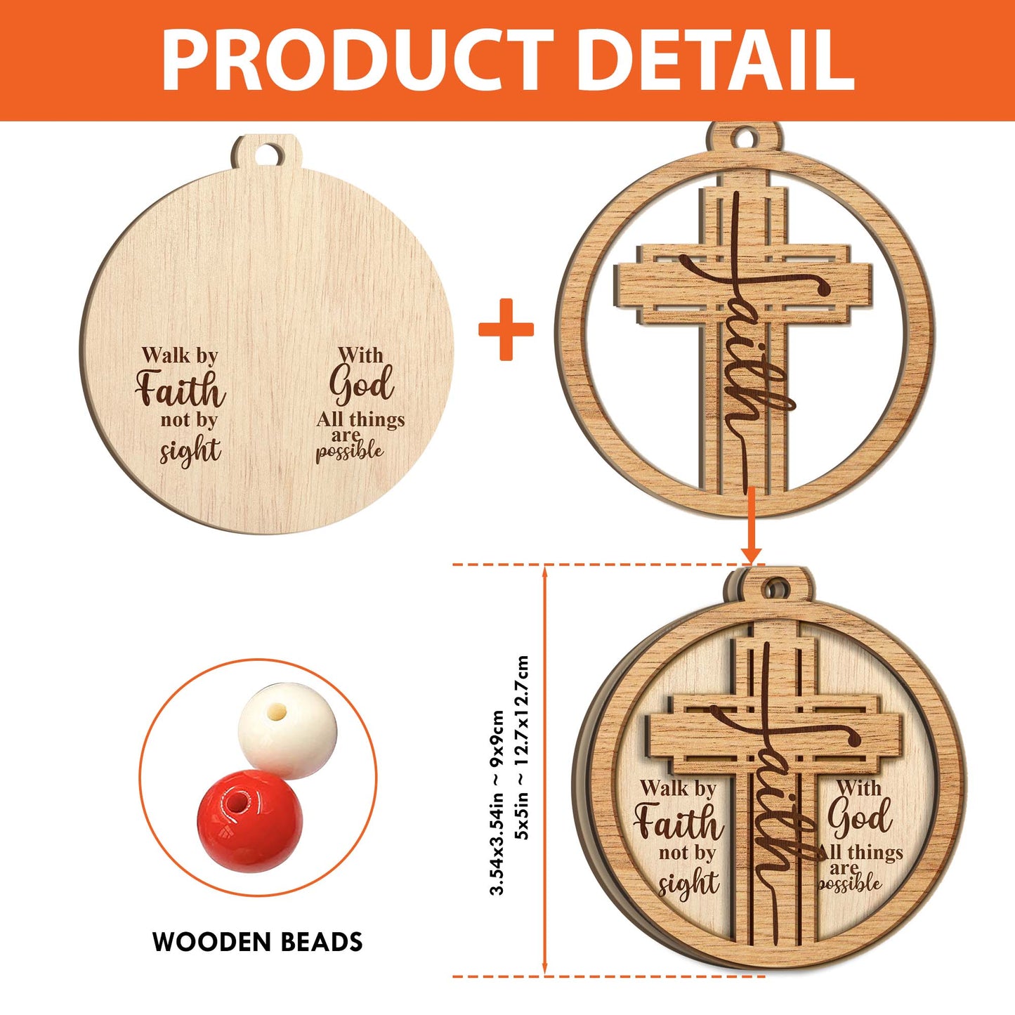 Wooden Christmas Ornament – Faith-Inspired Two-Layer Wood Decoration