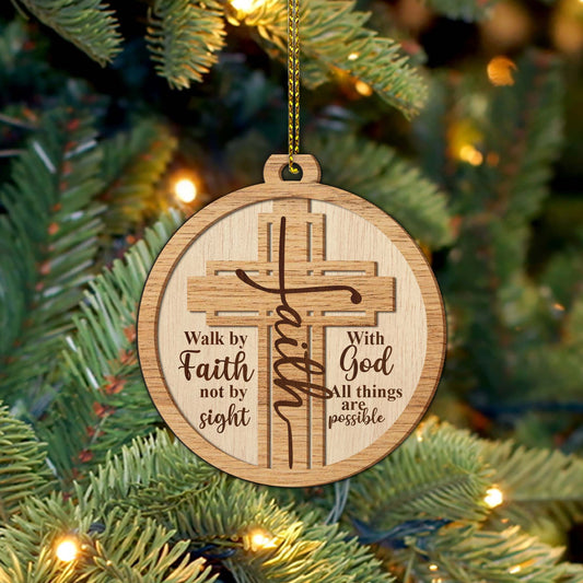 Wooden Christmas Ornament – Faith-Inspired Two-Layer Wood Decoration