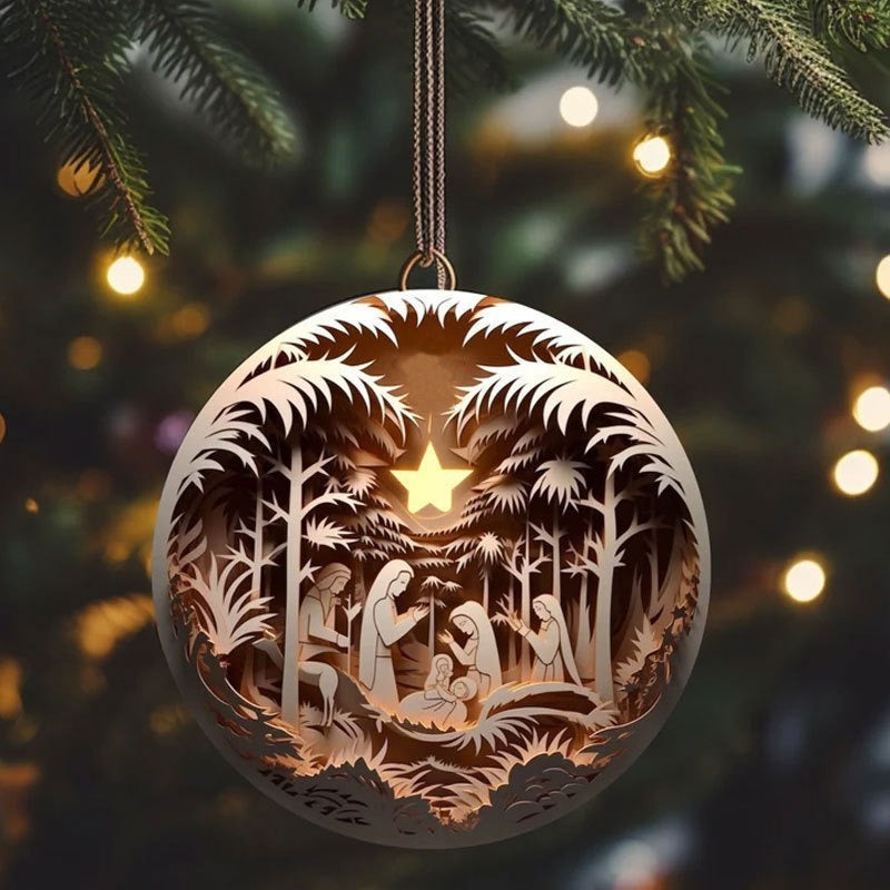 "Birth Of Christ" Disc Flat Ornaments Set For Christmas