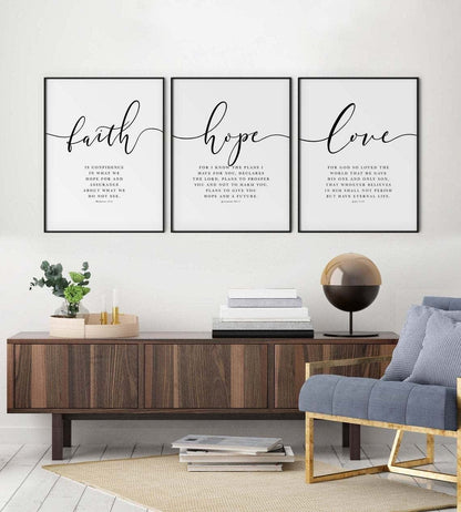 Hand-Painted (Faith Hope Love) Bible Verse Canvas Print by JesusFaith