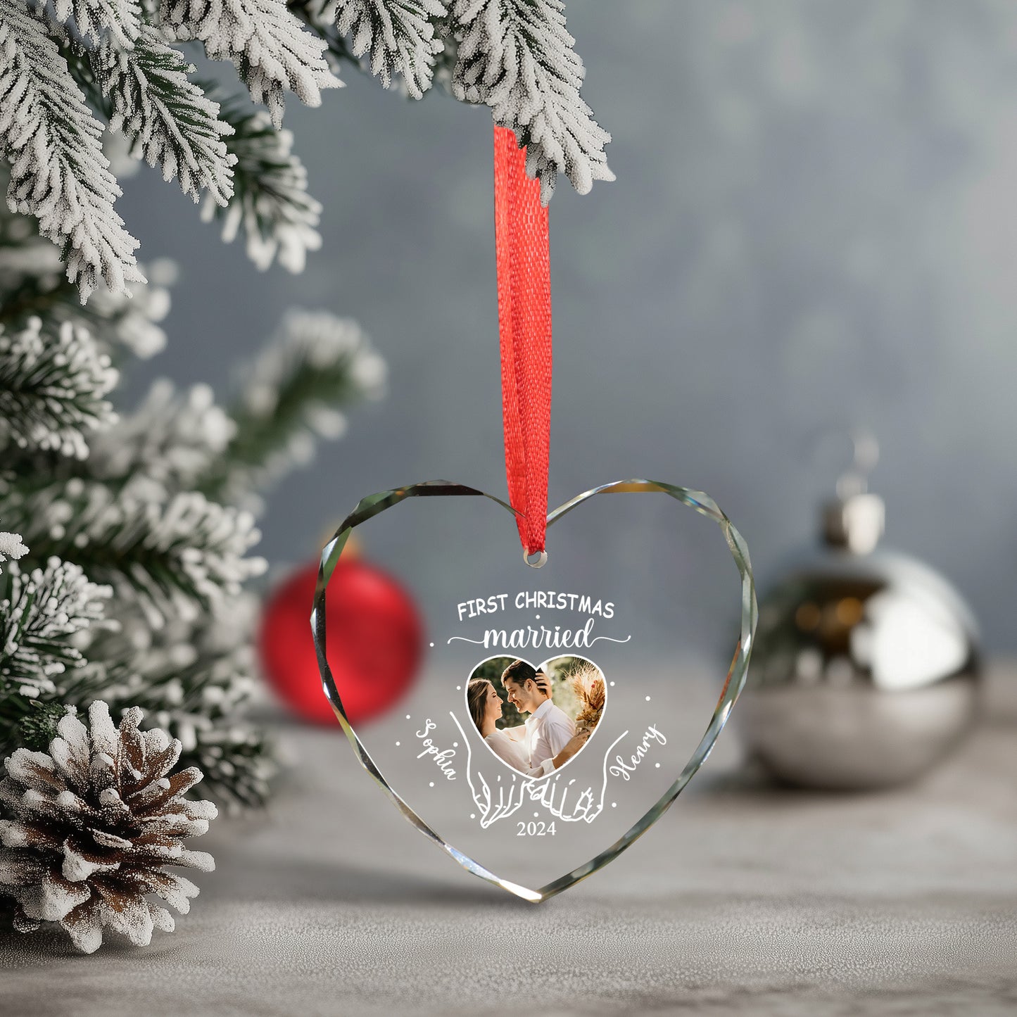 Christmas Couple Ornament | Personalized Glass Christmas Decoration