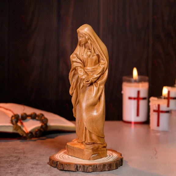 Catholic Our Lady of Sorrows Figurine – Wooden Religious Statue