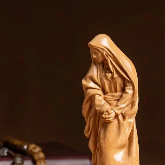 Catholic Our Lady of Sorrows Figurine – Wooden Religious Statue