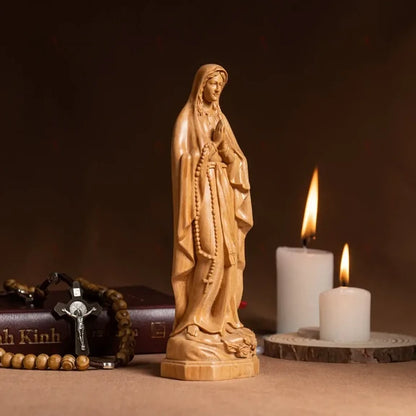 Virgin Mary of Lourdes Wooden Statue - Religious Gifts Our Lady of Guadalupe Custom