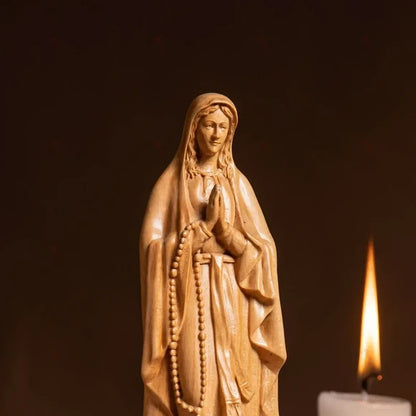 Virgin Mary of Lourdes Wooden Statue - Religious Gifts Our Lady of Guadalupe Custom