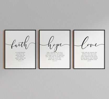 Hand-Painted (Faith Hope Love) Bible Verse Canvas Print by JesusFaith