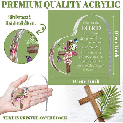 Heart-Shaped Acrylic Decor with Bible Verse – Christian Desk Ornament