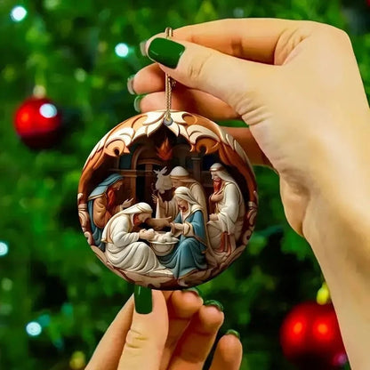 "Birth Of Christ" Disc Flat Ornaments Set For Christmas