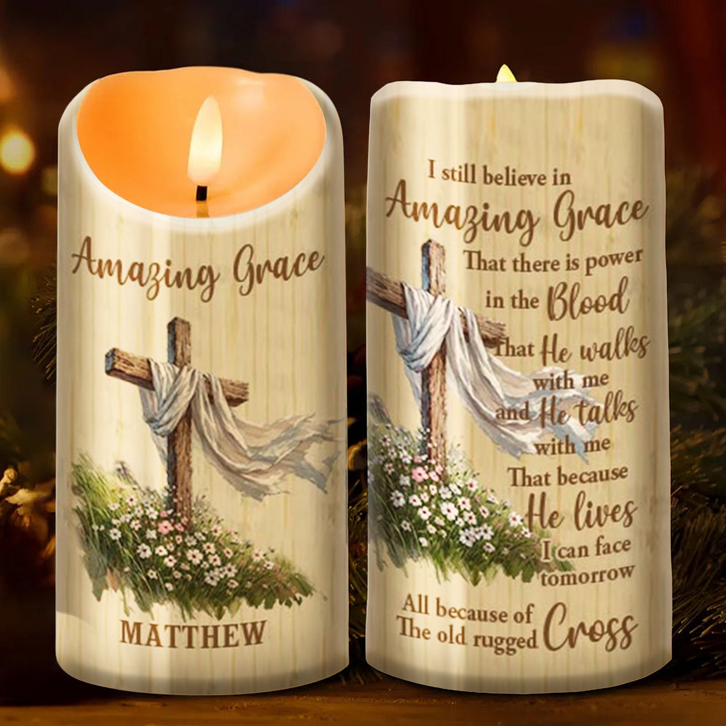 Amazing Grace - Personalized Flameless LED Candle