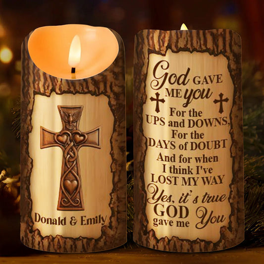 Wood Grace Candle – Personalized Christian LED Light