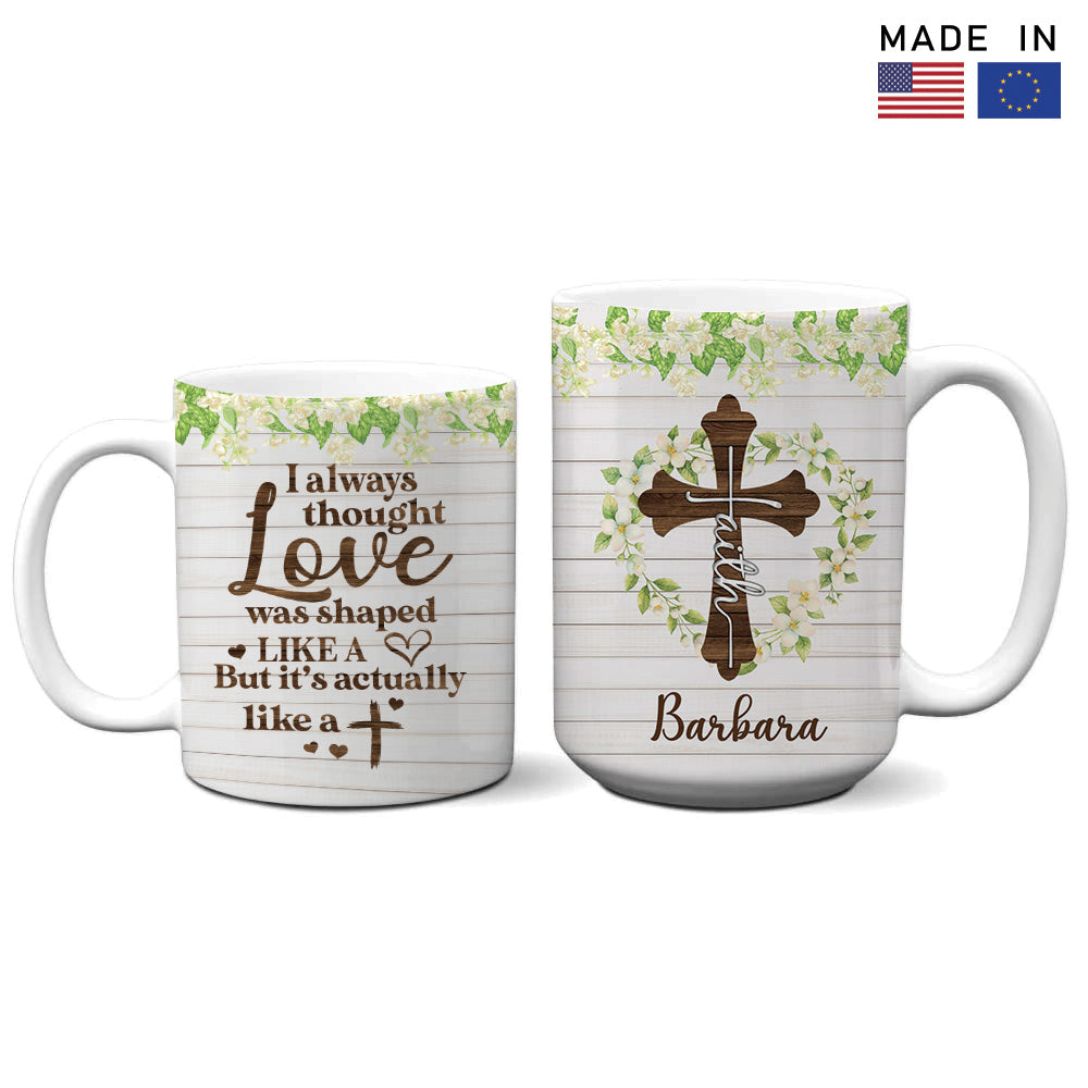 Faith Cross Personalized Mug | Floral Christian Gift with Custom Name