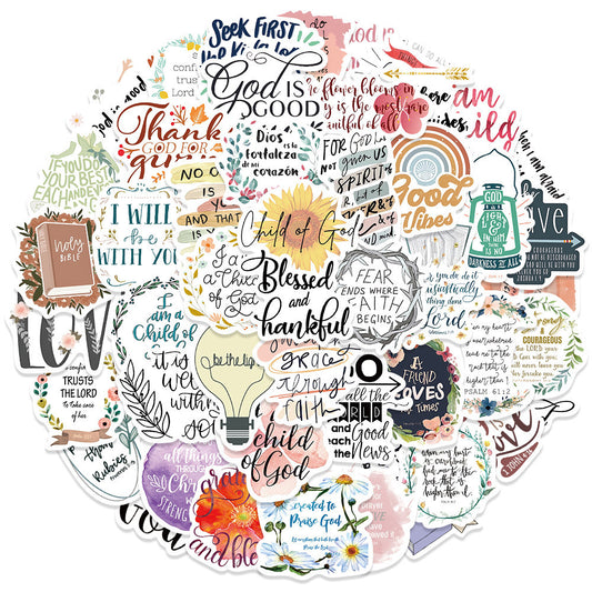 Notebook Stickers - 52 Jesus Phrases Bible Quotations Notebook Stickers