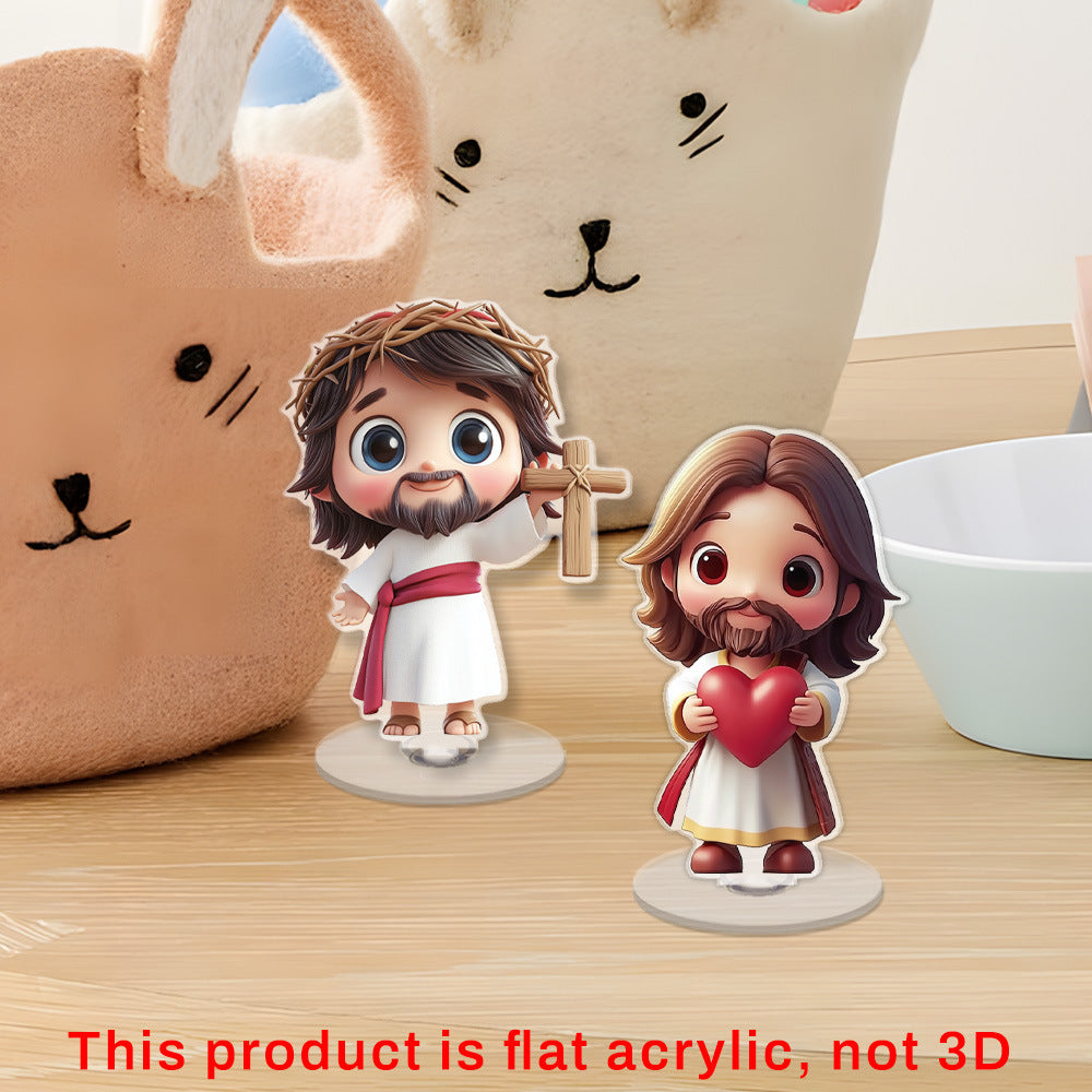 Cute Jesus Acrylic Stand – Modern Christian Desk Decor