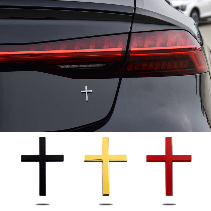 Metal Cross Car Sticker – Christian Zinc Alloy Emblem for Vehicles