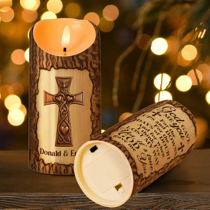 Wood Grace Candle – Personalized Christian LED Light
