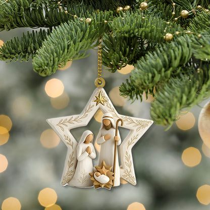 Holy Family Star Christmas Ornament | Nativity Scene Tree Decoration