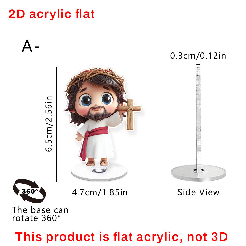 Cute Jesus Acrylic Stand – Modern Christian Desk Decor