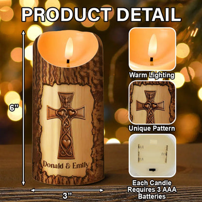Wood Grace Candle – Personalized Christian LED Light