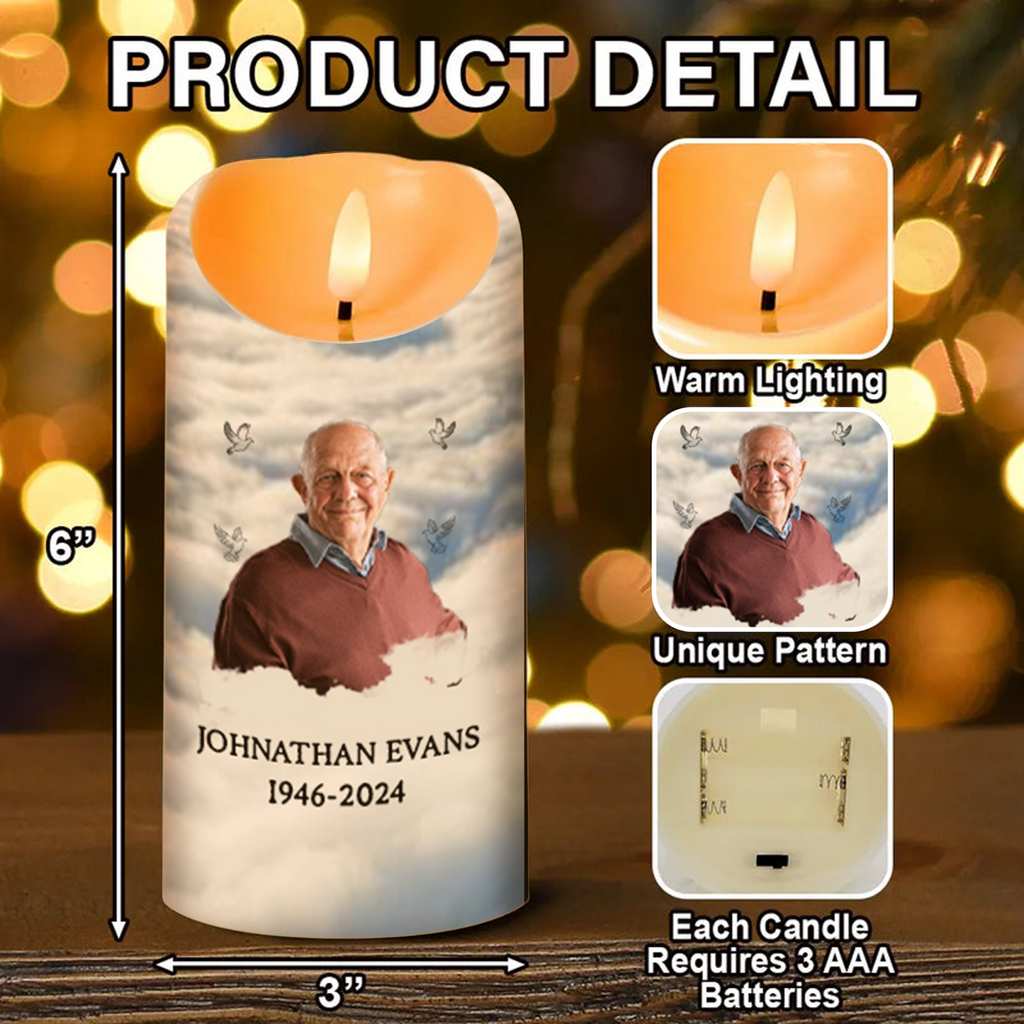 Loving Memory Of A Life - Personalized Flameless LED Candle