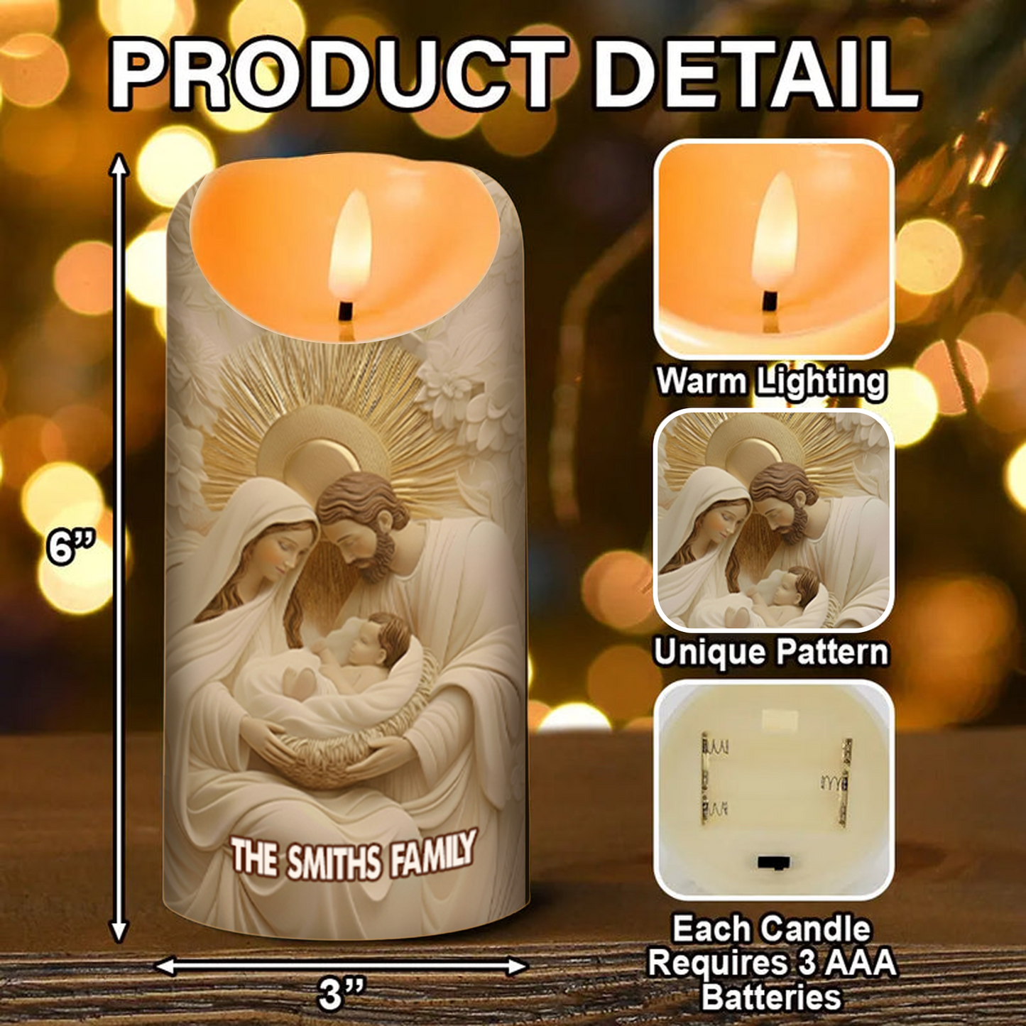 Holy Family Flameless LED Candle