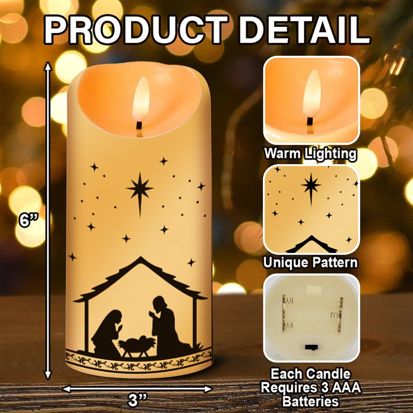 "O Holy Night" Christmas LED Candle