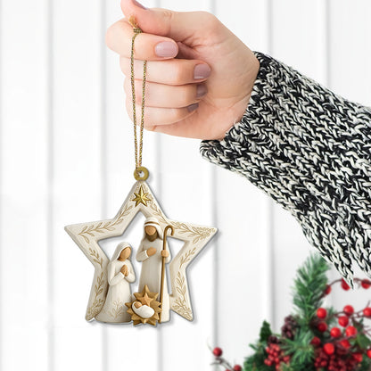 Holy Family Star Christmas Ornament | Nativity Scene Tree Decoration