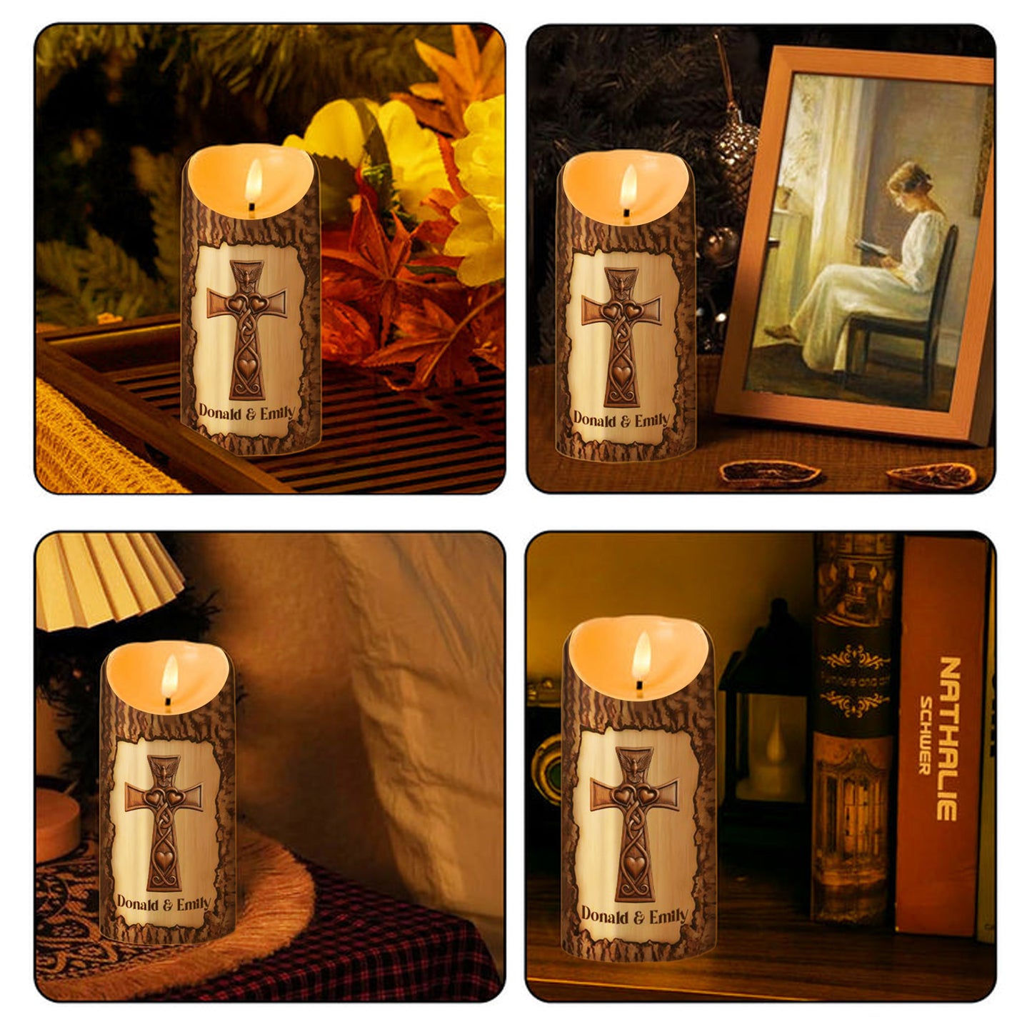 Wood Grace Candle – Personalized Christian LED Light