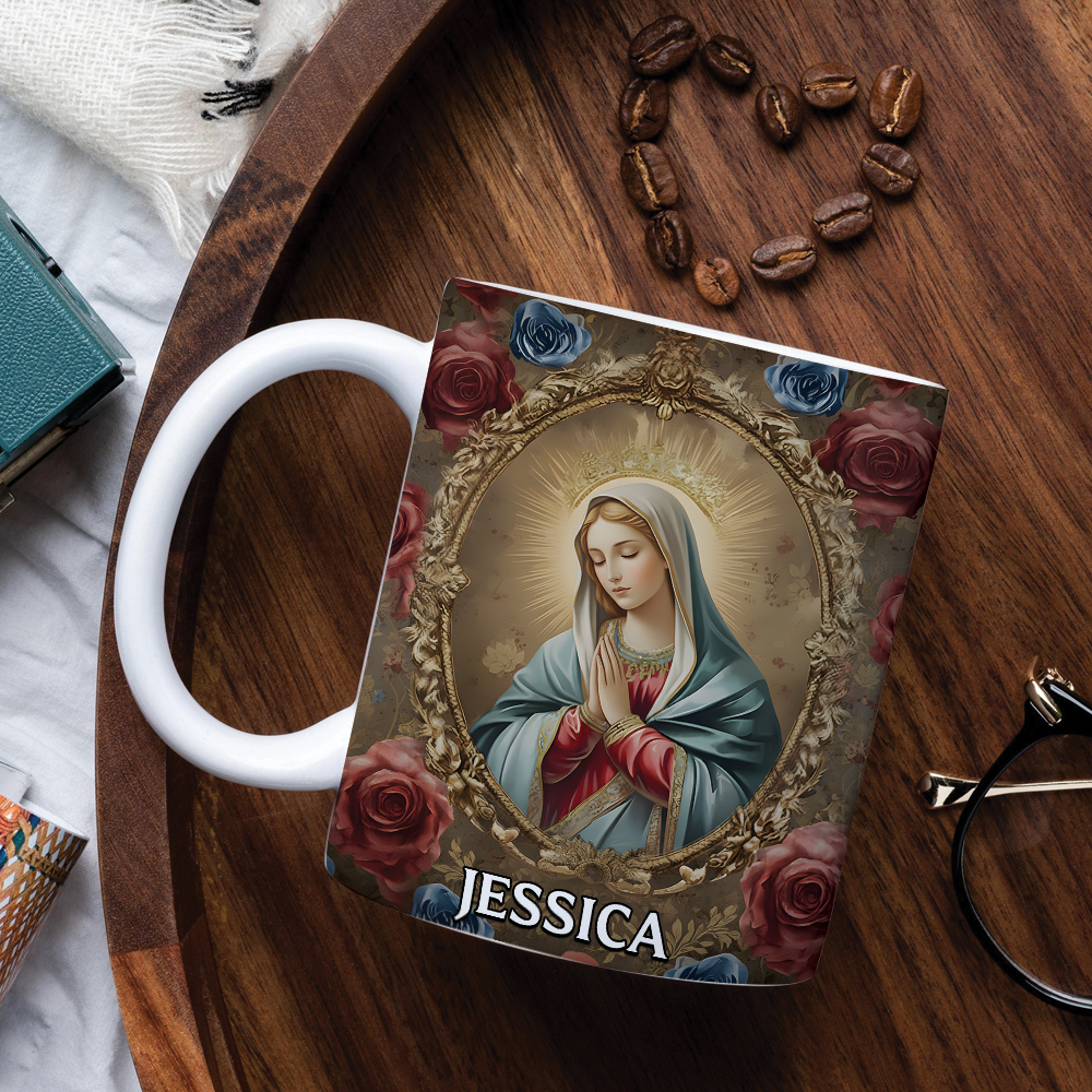 " Hail Mary Full Of Grace " MUGS | Custom Name Catholic Gift