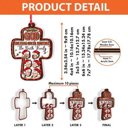 God Bless Our Home - Personalized 3 Layer Wooden And Acrylic Christmas Ornament - Image 4