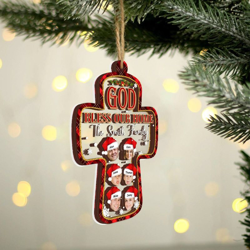 God Bless Our Home - Personalized 3 Layer Wooden And Acrylic Christmas Ornament - Image 7