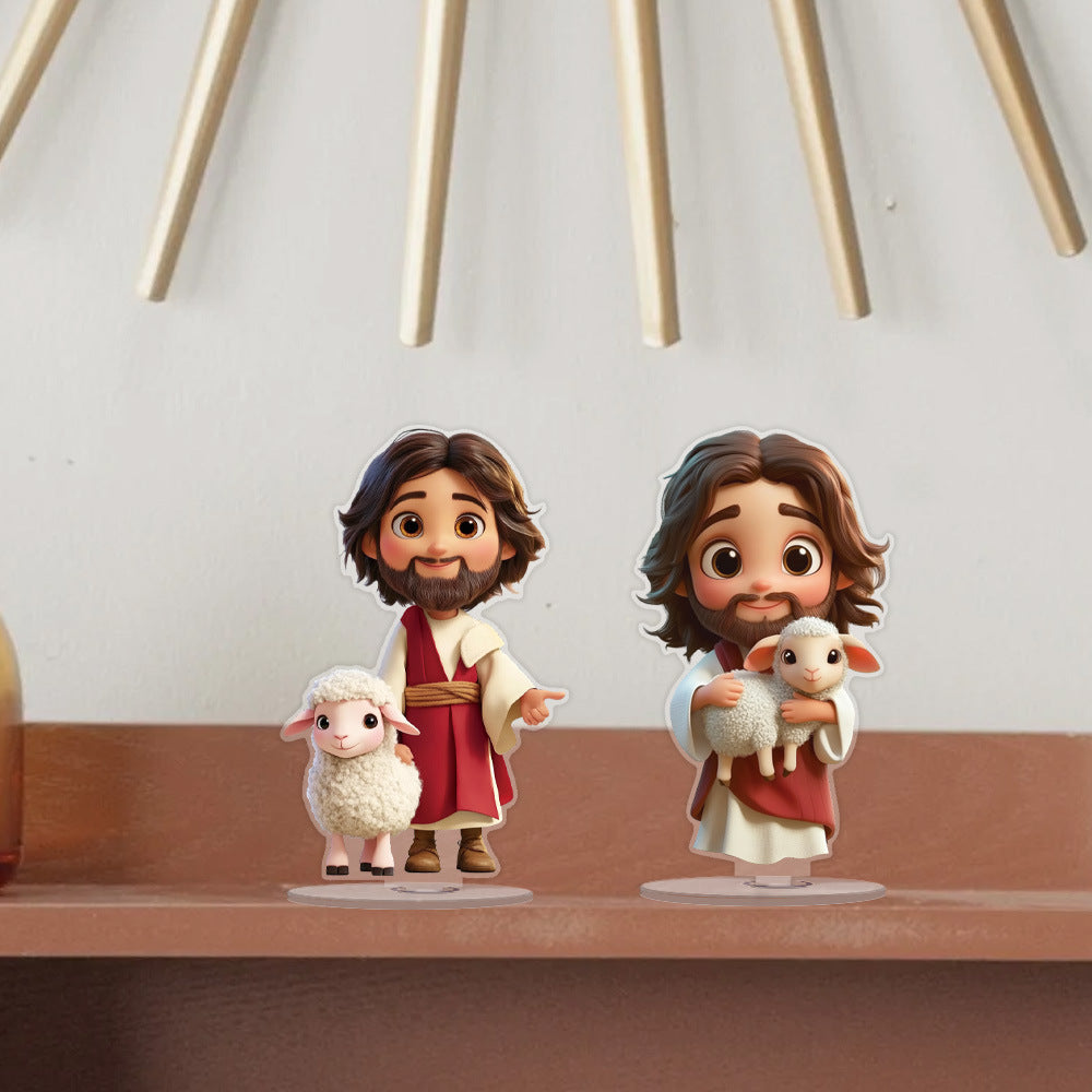 Cute Jesus Acrylic Stand – Modern Christian Desk Decor