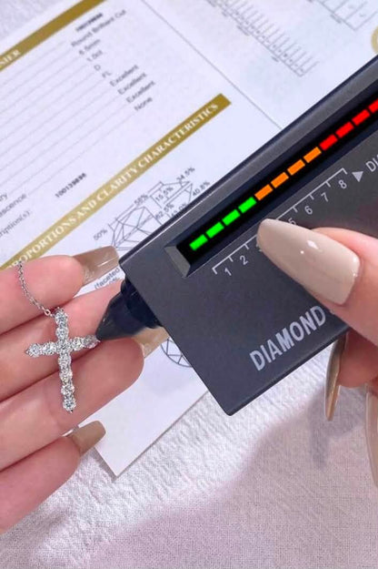 Moissanite Cross Necklace in 925 Sterling Silver