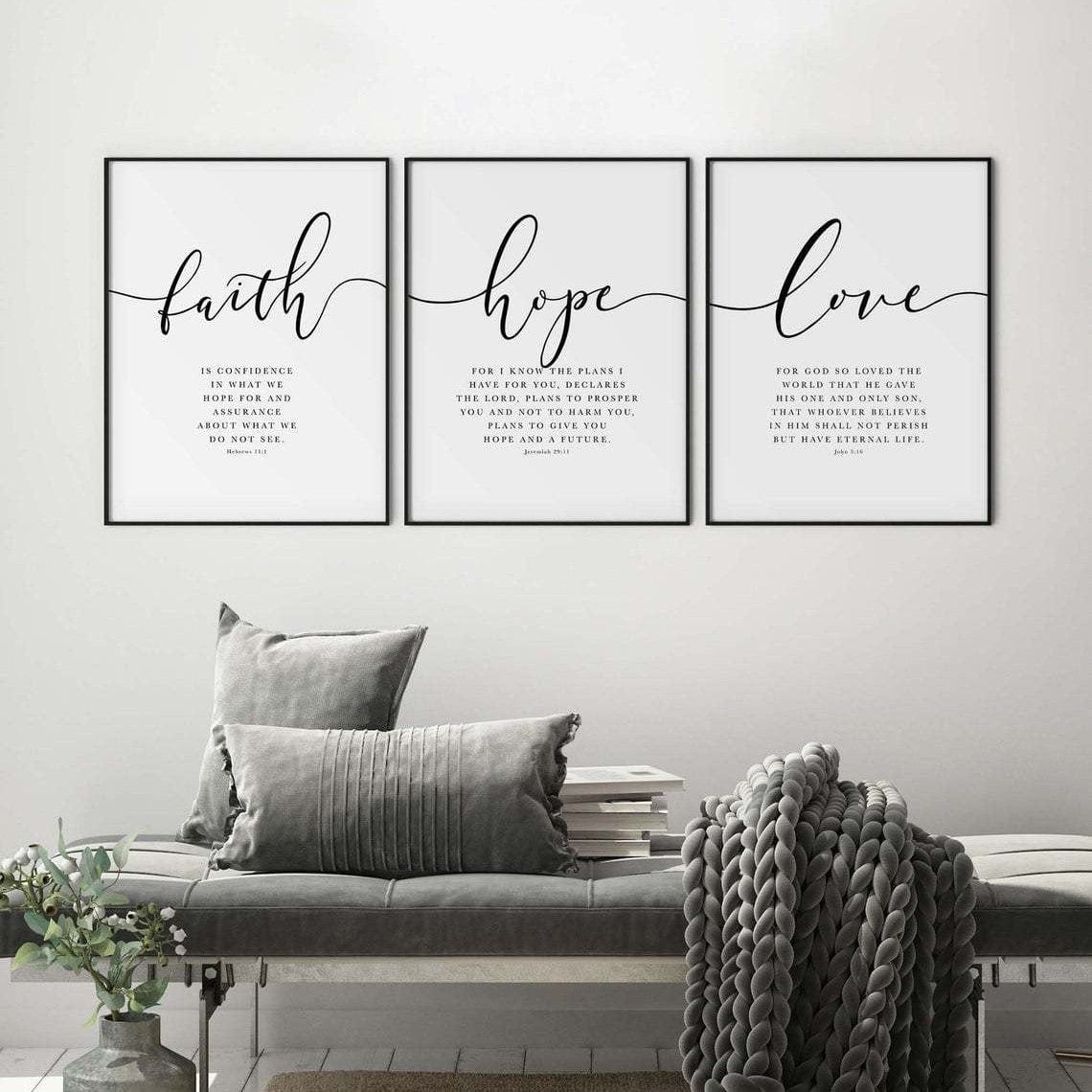 Hand-Painted (Faith Hope Love) Bible Verse Canvas Print by JesusFaith