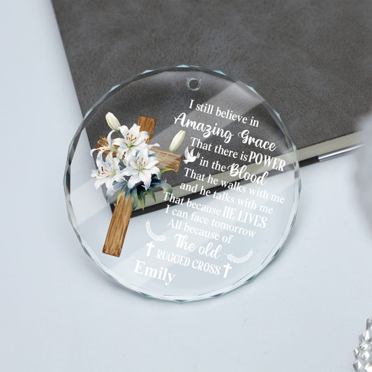 Amazing Grace Christmas Ornament | Personalized Glass Heart Decoration