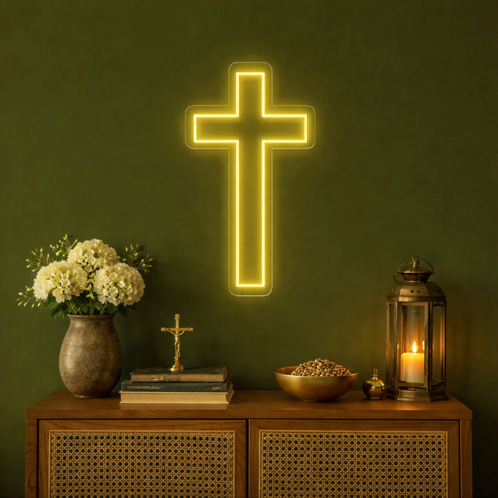 Holy Cross LED Neon Sign,Custom Led Neon Sign, Christian Wall Art