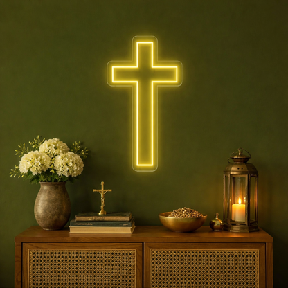 Holy Cross LED Neon Sign,Custom Led Neon Sign, Christian Wall Art